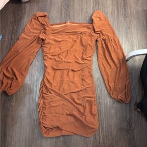 Elegant Rust Orange Off-Shoulder Dress